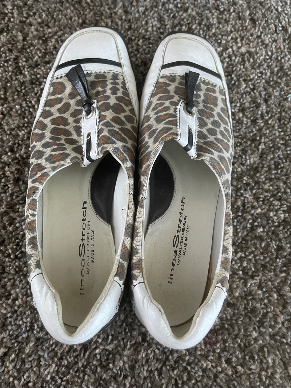 Walter Genuin Leopard Print Slip-On Loafers - White/Brown/Black